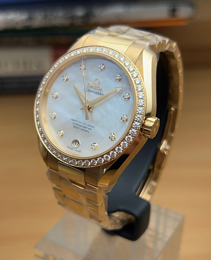 Omega Seamaster Aqua Terra 18K Yellow Gold & Diamond Bezel/Dial Wristwatch Ref. 231.55.39.21.55.002